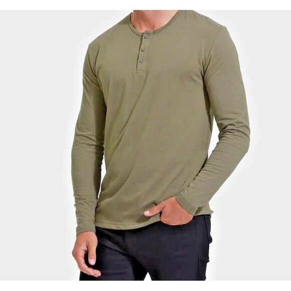 CRWTH Men's Regular-Fit Skull Logo-Print Placket Henley Long sleeve Shirt XL - Picture 1 of 8